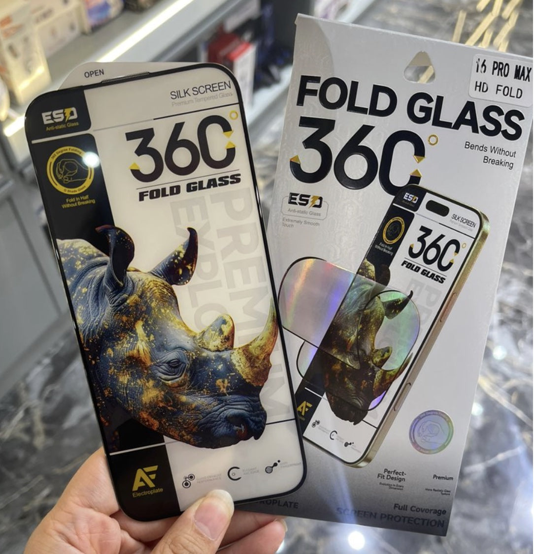 Protector de Pantalla FOLD GLASS 360° para iPhone - Cristal Templado Flexible ESD de Alta Resistencia